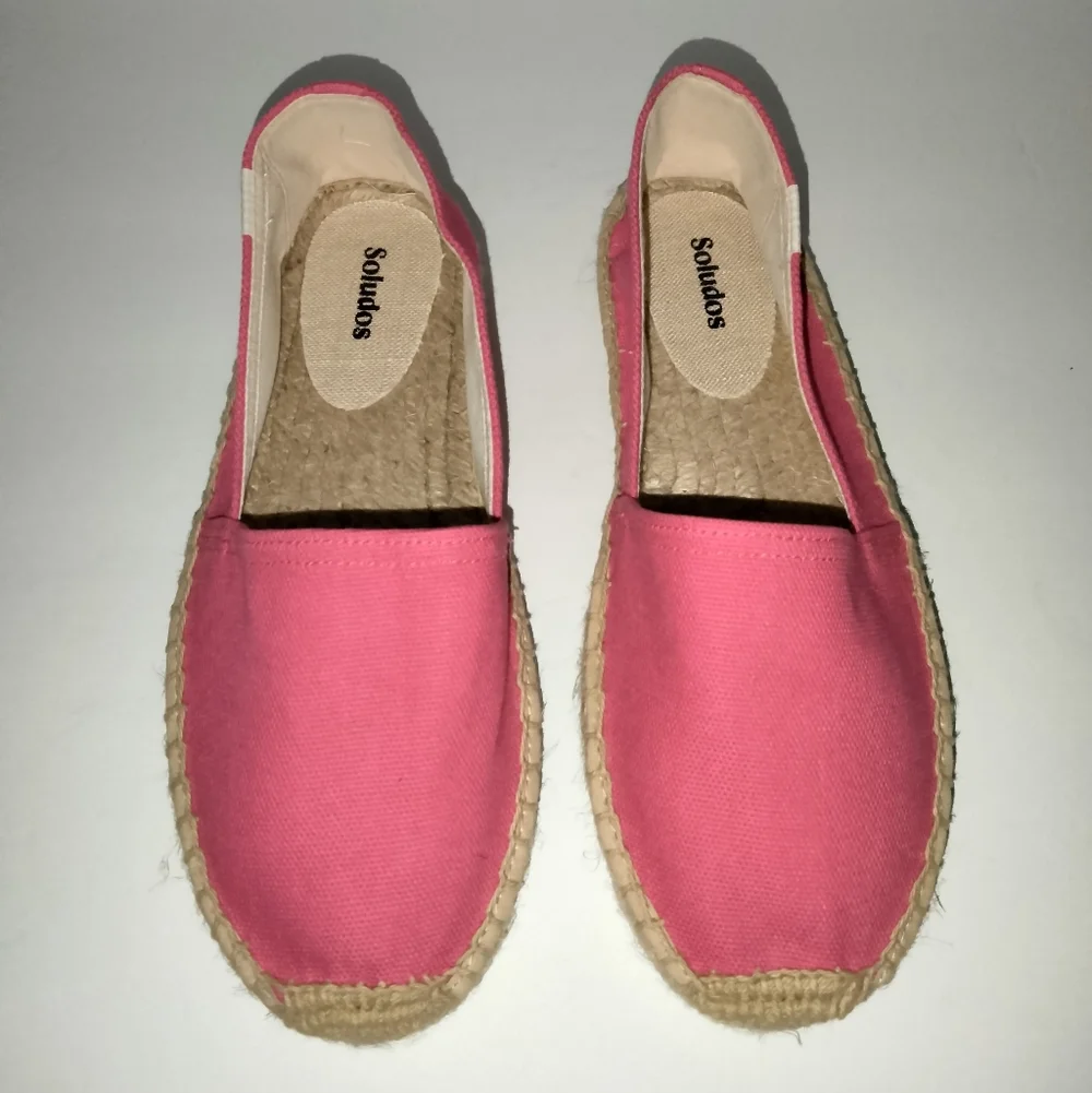 Soludos (Size 7-7.5) Pink Canvas Dali Original Slip-on Espadrilles (Like New)
